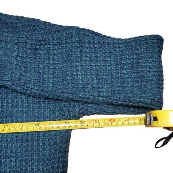 SO Womens Blue Green tight knit longsleeve crewneck sweater size Medium - Picture 5 of 7